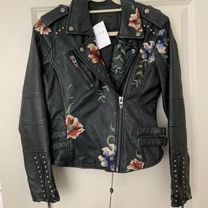 BlankNYC Embroidered faux leather jacket
